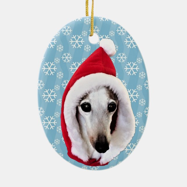 Italienska Greyhound Santa Julgransprydnad Keramik (Baksidan)