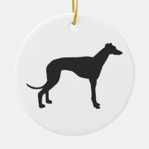 Italienska Greyhound silhouette i svart Julgransprydnad Keramik