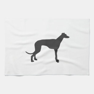 Italienska Greyhound silhouette i svart Kökshandduk