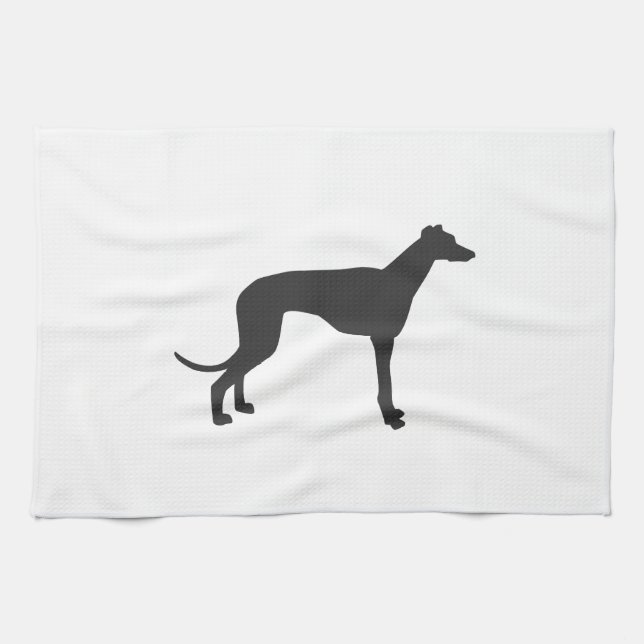 Italienska Greyhound silhouette i svart Kökshandduk (Horisontell)
