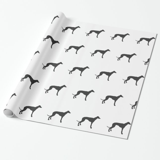Italienska Greyhound silhouette i svart Presentpapper (Utrullad)