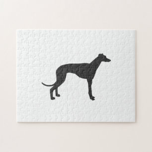 Italienska Greyhound silhouette i svart Pussel