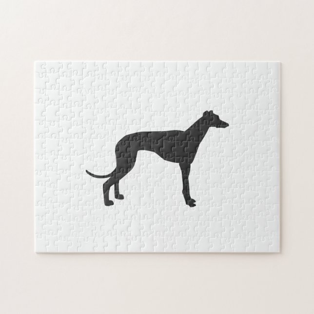 Italienska Greyhound silhouette i svart Pussel (Horisontell)