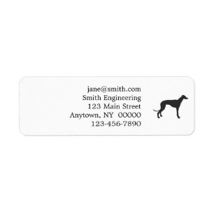 Italienska Greyhound silhouette i svart Returadress Etikett