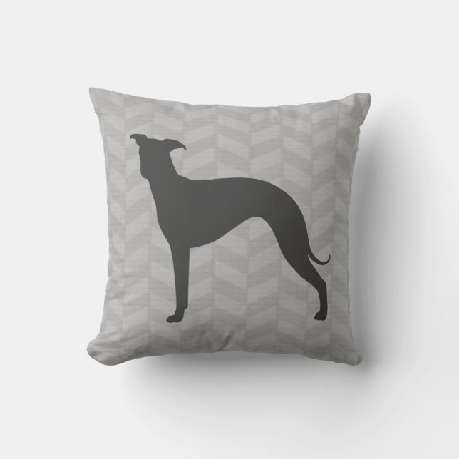 Italienska Greyhound Silhouette Iggy Hund Herringb Kudde (Framsida)