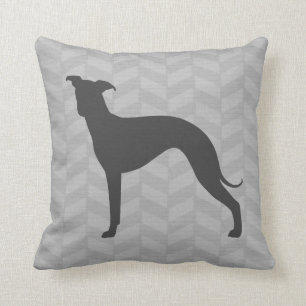 Italienska Greyhound Silhouette Iggy Hund Herringb Kudde
