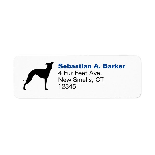 Italienska Greyhound Silhouette-Returetiketter Returadress Etikett (Framsidan)