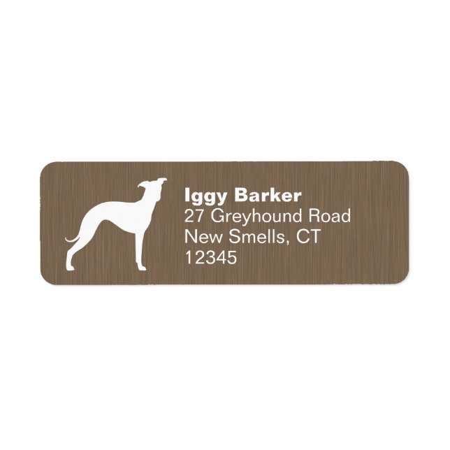 Italienska Greyhound Silhouette-Returetiketter Returadress Etikett (Framsidan)