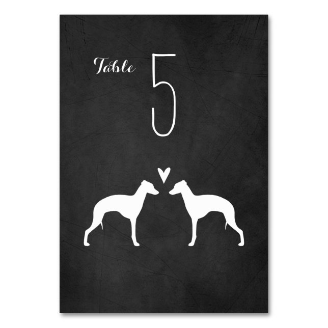 Italienska Greyhound Silhouettes Wedding Reception Bordsnummer (Framsidan)