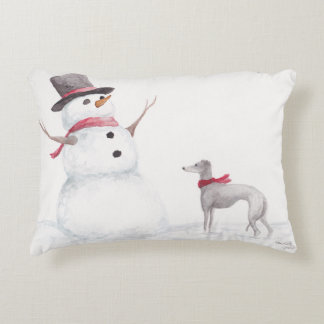 Italienska Greyhound /Snögubbe Hund Art Pillow Prydnadskudde