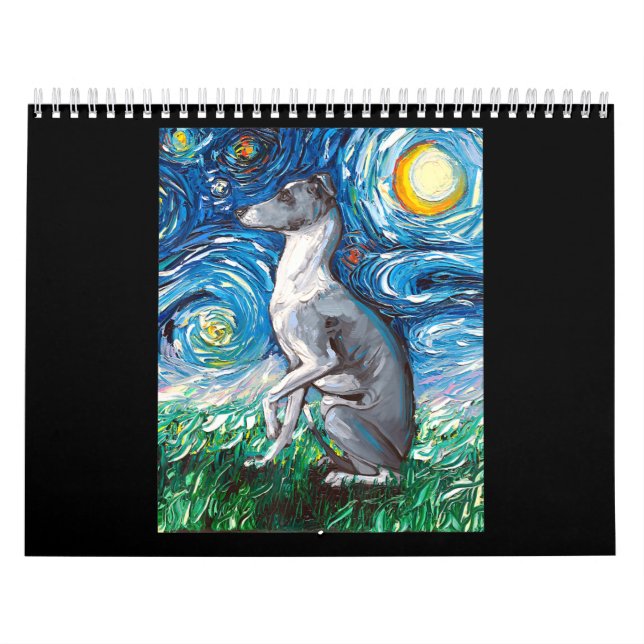 Italienska Greyhound Starry Night Whibo Hund Art Kalender (Omslag)