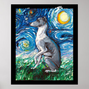 Italienska Greyhound Starry Night Whibo Hund Art Poster