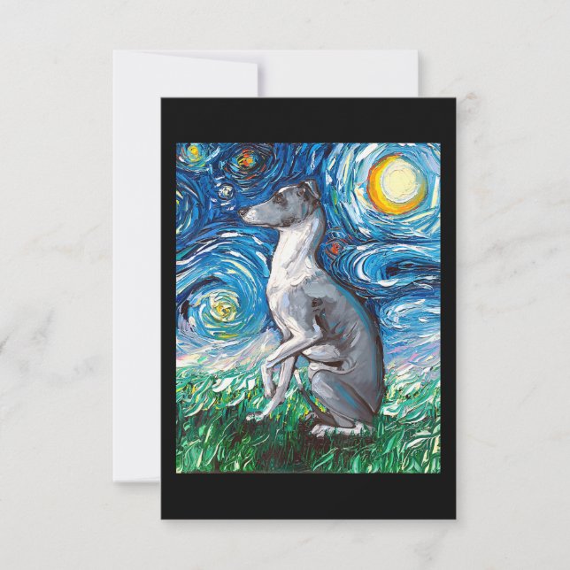 Italienska Greyhound Starry Night Whibo Hund Art Tack Kort (Framsida)
