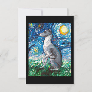 Italienska Greyhound Starry Night Whibo Hund Art Tack Kort