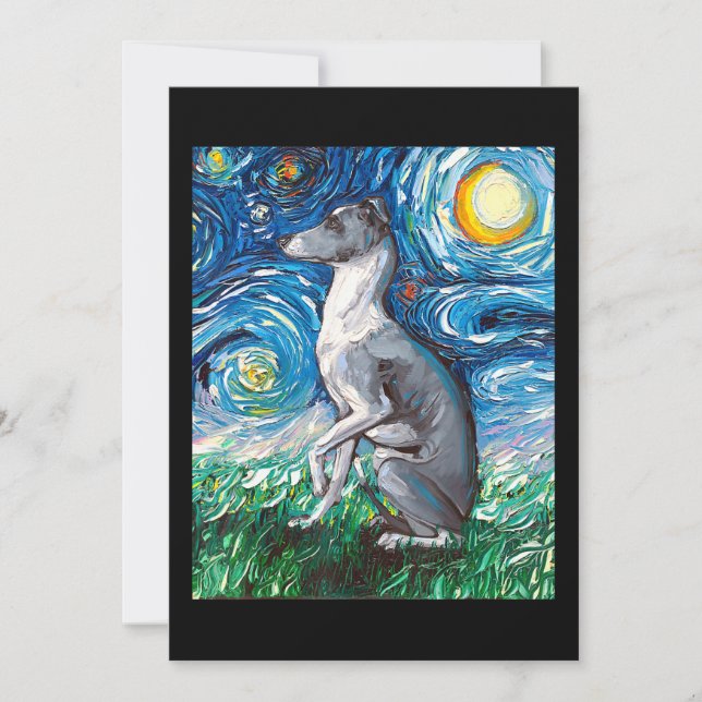 Italienska Greyhound Starry Night Whifragment2Hund Julkort (Framsida)