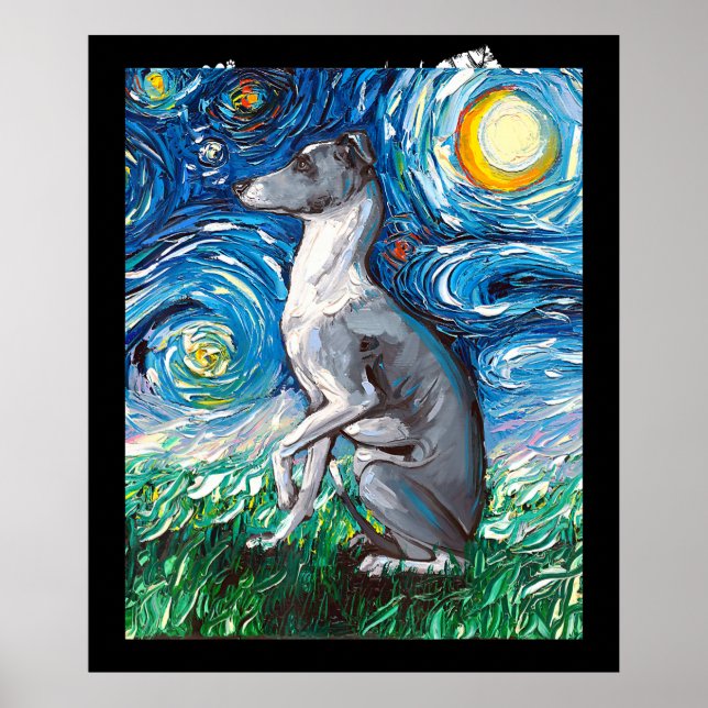 Italienska Greyhound Starry Night Whifragment2Hund Poster (Framsidan)