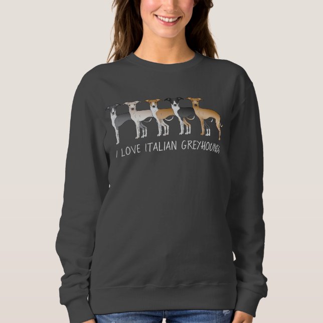 Italienska Greyhound Tecknad hund med Anpassningsb T Shirt (Framsida)