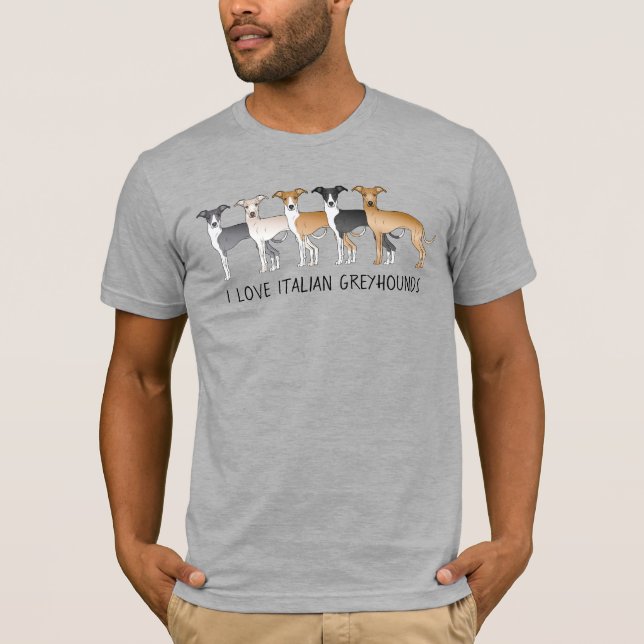 Italienska Greyhound Tecknad hund med Anpassningsb T Shirt (Framsida)
