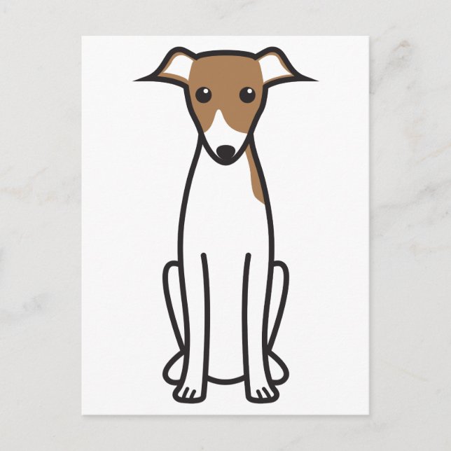Italienska Greyhound-Tecknaden Hund Vykort (Framsida)