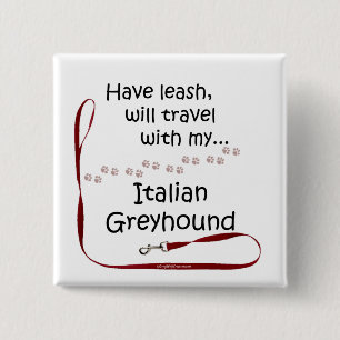 Italienska Greyhound Travel Leash - Button Knapp