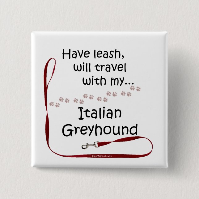 Italienska Greyhound Travel Leash - Button Knapp (Framsida)