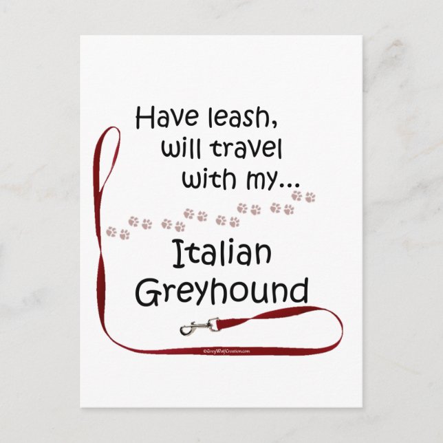 Italienska Greyhound Travel Leash Vykort (Framsida)