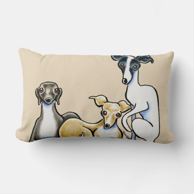 Italienska Greyhound Trio Lumbarkudde (Framsida)