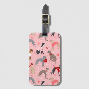 Italienska Greyhound Valentine Mönster Bagagebricka