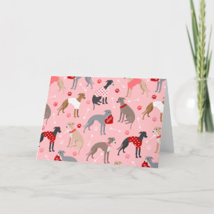 Italienska Greyhound Valentine Mönster Helgkort
