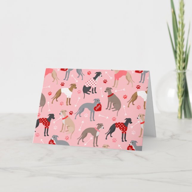 Italienska Greyhound Valentine Mönster Helgkort (Framsida)
