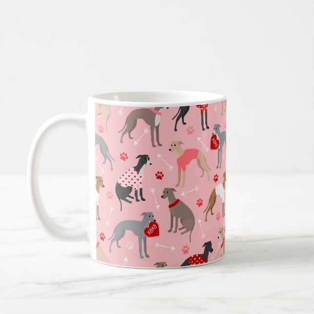 Italienska Greyhound Valentine Mönster Kaffemugg (Vänster)