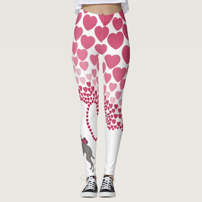 Italienska Greyhound Valentines day Leggings, Iggy Leggings (Framsida)