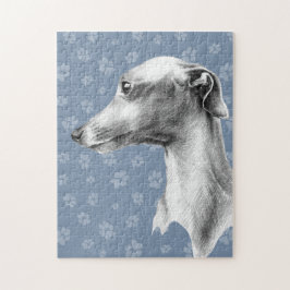 Italienska Greyhound-vitboken hund porträtt teckni Pussel