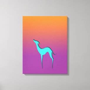 Italienska Greyhound Whifragmentblue silhouette Om Canvastryck