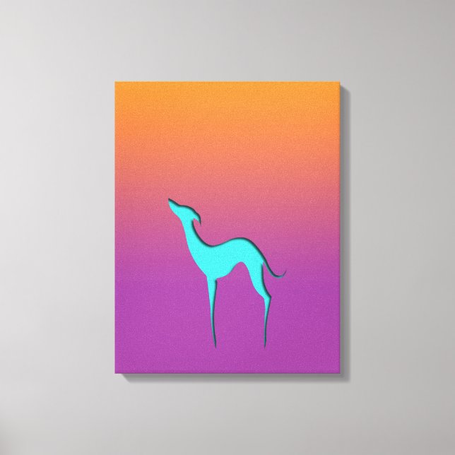 Italienska Greyhound Whifragmentblue silhouette Om Canvastryck (Framsida)