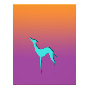 Italienska Greyhound Whifragmentblue silhouette Om Fototryck