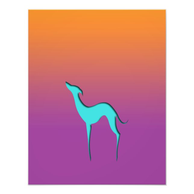 Italienska Greyhound Whifragmentblue silhouette Om Fototryck (Framsidan)