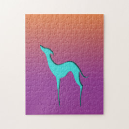 Italienska Greyhound Whifragmentblue silhouette Om Pussel