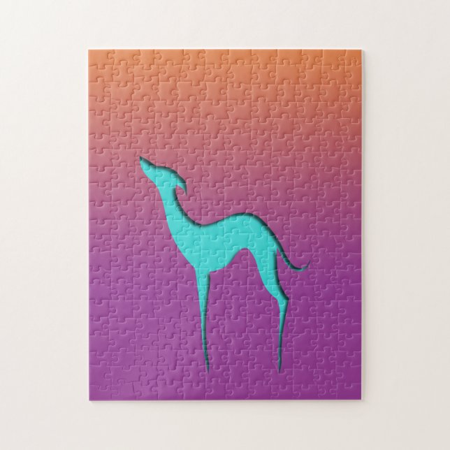 Italienska Greyhound Whifragmentblue silhouette Om Pussel (Vertikal)