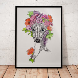 Italienska greyhound-whifragmentet hund porträtt poster