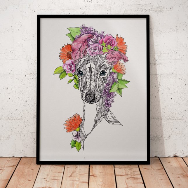Italienska greyhound-whifragmentet hund porträtt poster (Skapare uppladdad)