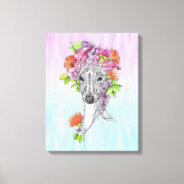 Italienska greyhound-whifragmentet hund teckning canvastryck (Framsida)