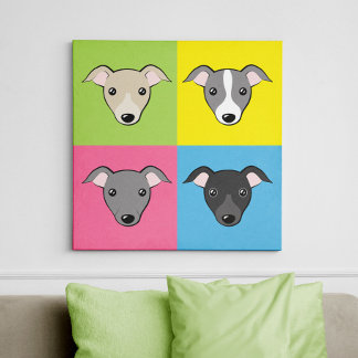 Italienska Greyhound Whipper Cute tecknad Pop art Canvastryck
