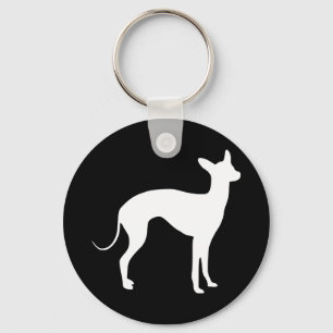 Italienska Greyhound White på Black Nyckelring