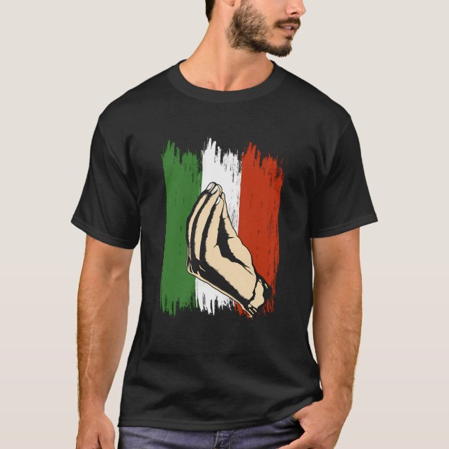 Italienska Hand Gesture Italien Flagga Italia Prid T Shirt (Framsida)