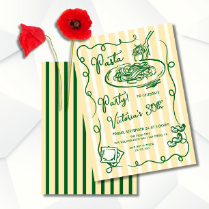 Italienska Hand plockade Pasta Party Birthday Inbjudningar