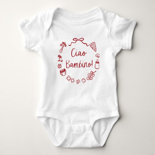 Italienska Hand plockade Pizza Ciao Bambino Baby S T Shirt (Framsida)