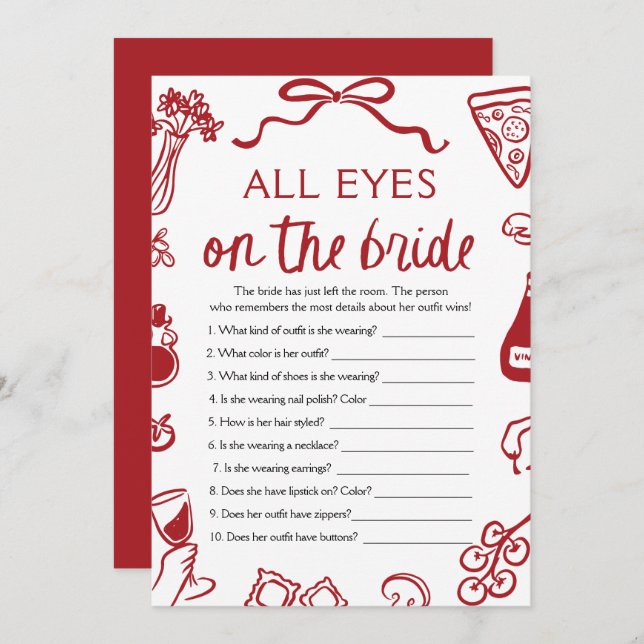 Italienska hela Ögon på Möhippans spel Inbjudningar (Fram/baksida)