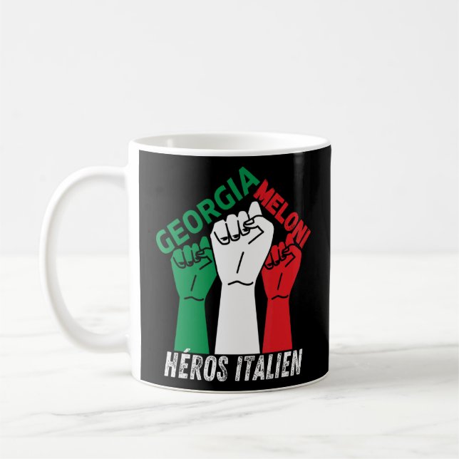 Italienska Heroes Georgia Meloni Héros Italien Kaffemugg (Vänster)