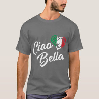Italienska hjärtat Ciao Bella manus Söt Italia vän T Shirt